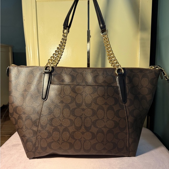 Coach Ava Brown Signature Tote with Gold Accents - Picture 4 of 7